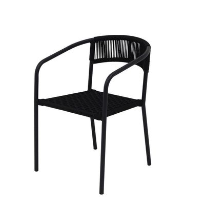 Cadeira De Jantar Em Alumínio E Corda Náutica Modelo Lavanda Preto
