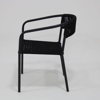 Cadeira De Jantar Em Alumínio E Corda Náutica Modelo Lavanda Preto