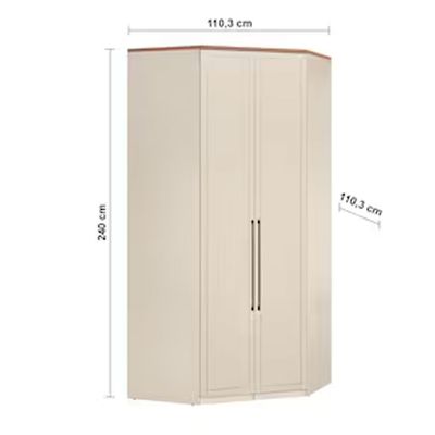 Armário Modulado Closet de Canto Santos Andirá Toledo 2 Portas 3 Gavetas 5 Prateleiras Casal Areia com Wood