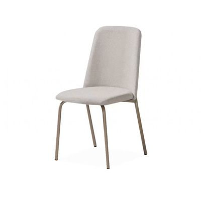 Mesa de Jantar Aço Nobre Aurora com 6 Cadeiras Estofadas e Revestidas em Tecido Sintético Champagne e Off White