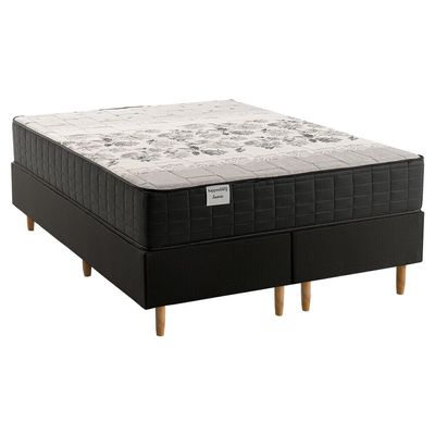 Conjunto Cama Box Queen Áustria de Molas 158x198cm CBCOL-089 Kappesberg Preto / Cinza