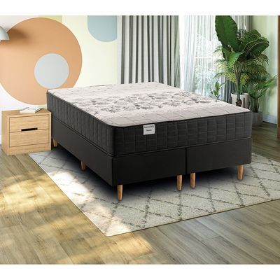 Conjunto Cama Box Queen Áustria de Molas 158x198cm CBCOL-089 Kappesberg Preto / Cinza