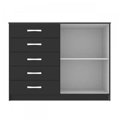 Cômoda Austin 2 Portas 5 Gavetas - Black Black