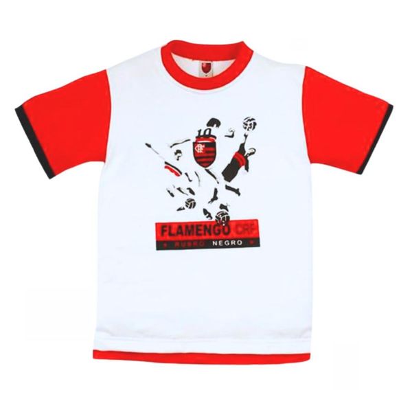 Camiseta Infantil Flamengo Estampada Oficial Tam 6 / Branco / Vermelho