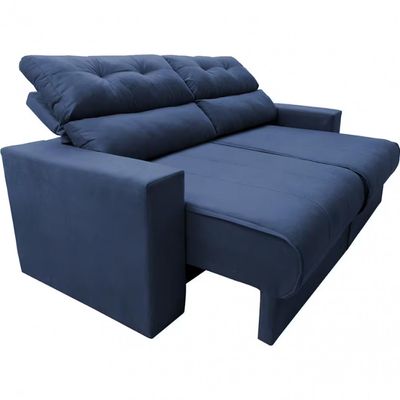 Sofá 3 lugares Cama Clean Retrátil e Reclinável Inbox Clean Azul
