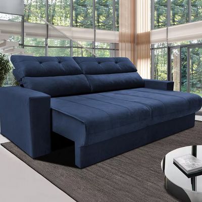 Sofá 3 lugares Cama Clean Retrátil e Reclinável Inbox Clean Azul