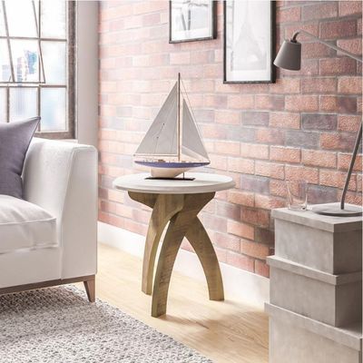 Mesa de Apoio Artely Jade Offwhite/Pinho