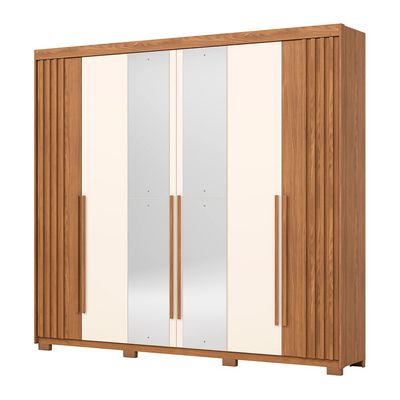 Guarda-Roupa 6 Portas 4 Gavetas Norton Henn Nature/Offwhite