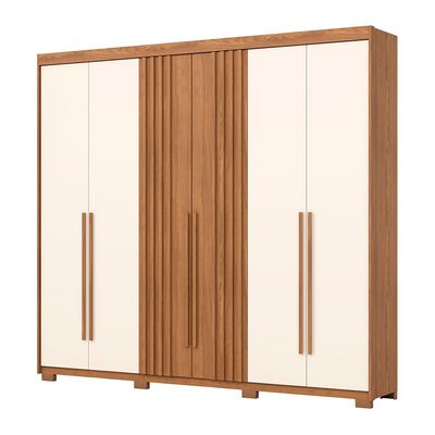 Guarda-Roupa 6 Portas 4 Gavetas Norton Henn Nature/Offwhite