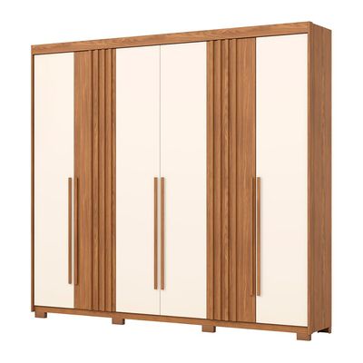 Guarda-Roupa 6 Portas 4 Gavetas Norton Henn Nature/Offwhite