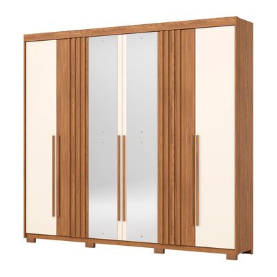 Guarda-Roupa 6 Portas 4 Gavetas Norton Henn Nature/Offwhite