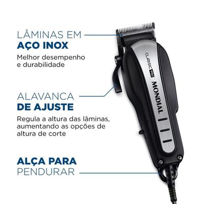 Cortador De Cabelos Mondial Classic Pro 127v preto/inox 110V