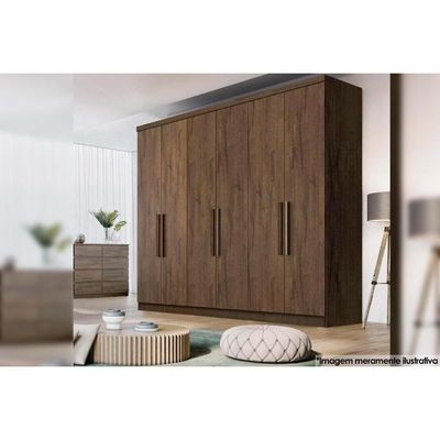 Guarda Roupa Casal 6 Portas E 8 Gavetas Vértice Freijo Cumaru C/ Fendi - Novo Horizonte