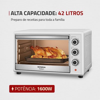 Forno Elétrico 42L Family II Mondial Branco e Inox- FR-42-W 127V