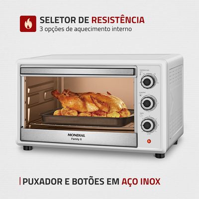 Forno Elétrico 42L Family II Mondial Branco e Inox- FR-42-W 127V