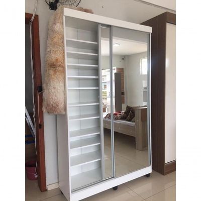 Sapateira De Espelhos Luz Led Magia Móveis Diamante Branco
