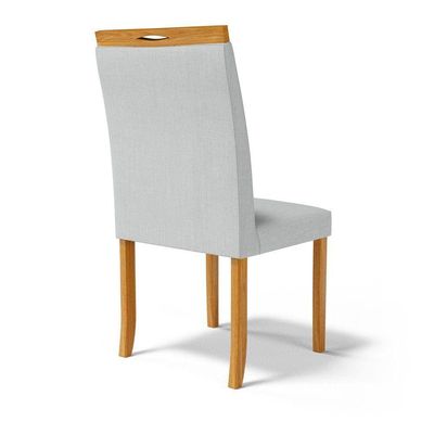 Cadeira Aurora Madeira Maciça Estofada Para Mesa De Jantar Linho Cinza 407