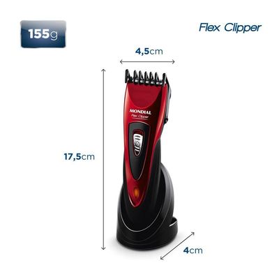 Cortador De Cabelos Mondial Flex Clipper Cr-04 Cortador Cabelo-biv-vermelho/preto Bivolt
