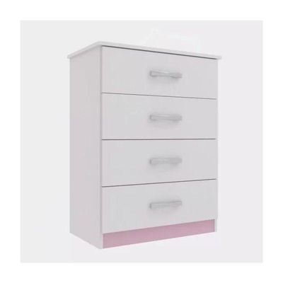 Cômoda Infantil Maxi 04 Gavetas - Branco - Rosa Branco - Rosa