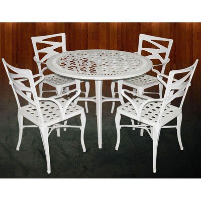 Conjunto De Mesa Com 4 Cadeiras Modelo Liz Branco