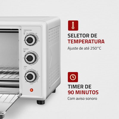 Forno Elétrico 42L Family II Mondial Branco e Inox- FR-42-W 220V