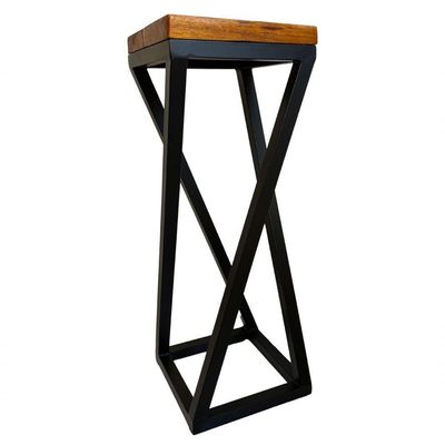 Banqueta Mark Y De Metalon Com Assento De Madeira Preto