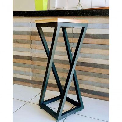 Banqueta Mark Y De Metalon Com Assento De Madeira Preto