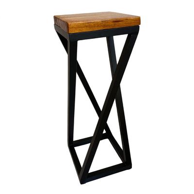 Banqueta Mark Y De Metalon Com Assento De Madeira Preto