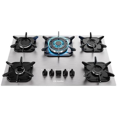 Cooktop Mueller 5 Bocas De Alumínio Tripla Chama Mcg5bk