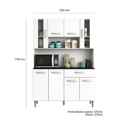 Kit Cozinha 8 Portas 1 Gaveta Gabi Branco