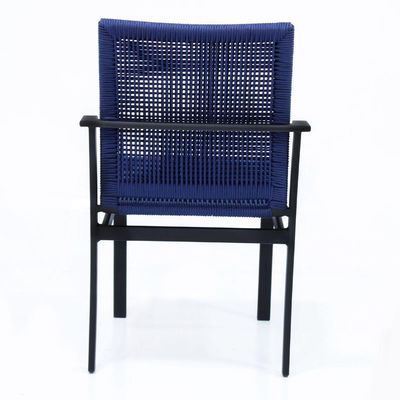 Cadeira De área Gourmet Em Alumínio E Corda Náutica Azul Preto