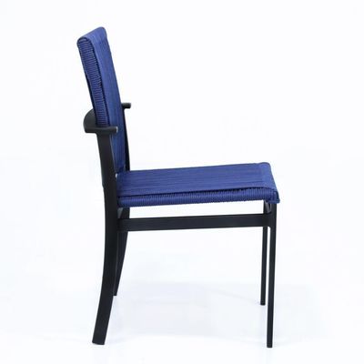 Cadeira De área Gourmet Em Alumínio E Corda Náutica Azul Preto