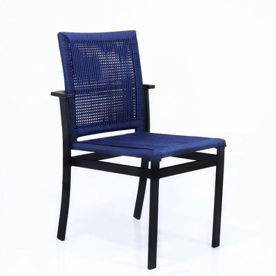 Cadeira De área Gourmet Em Alumínio E Corda Náutica Azul Preto