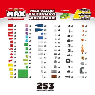 Conjunto de Blocos de Construção Max, Candide, 253 peças