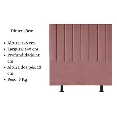 Cabeceira Estofada Cama Box Casal 140 Cm Sophia Carla Suede Cor:rosê