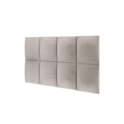 Painel Estofado Casal 8 Módulos Moderna Mobilia Veludo Creme