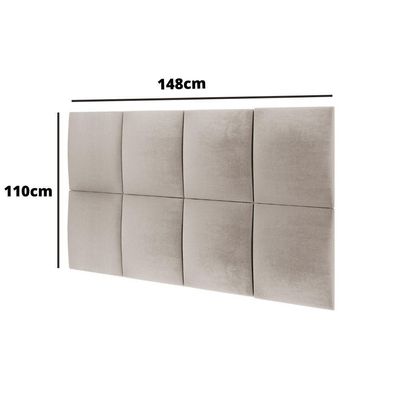 Painel Estofado Casal 8 Módulos Moderna Mobilia Veludo Creme