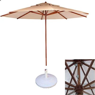 Conjunto Lótus Com Mesa 90cm Ripada 4 Poltronas Ombrelone 3,00m Com Base Marrom claro
