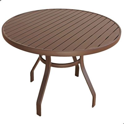 Conjunto Lótus Com Mesa 90cm Ripada 4 Poltronas Ombrelone 3,00m Com Base Marrom claro